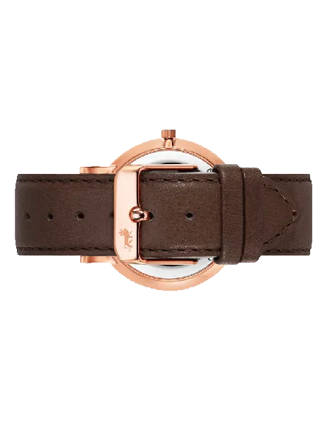 Lugano 38mm, Rose Gold Case, Brown Leather