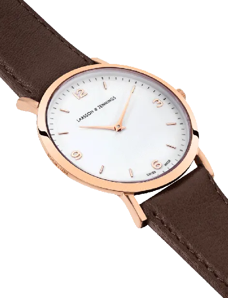 Lugano 38mm, Rose Gold Case, Brown Leather