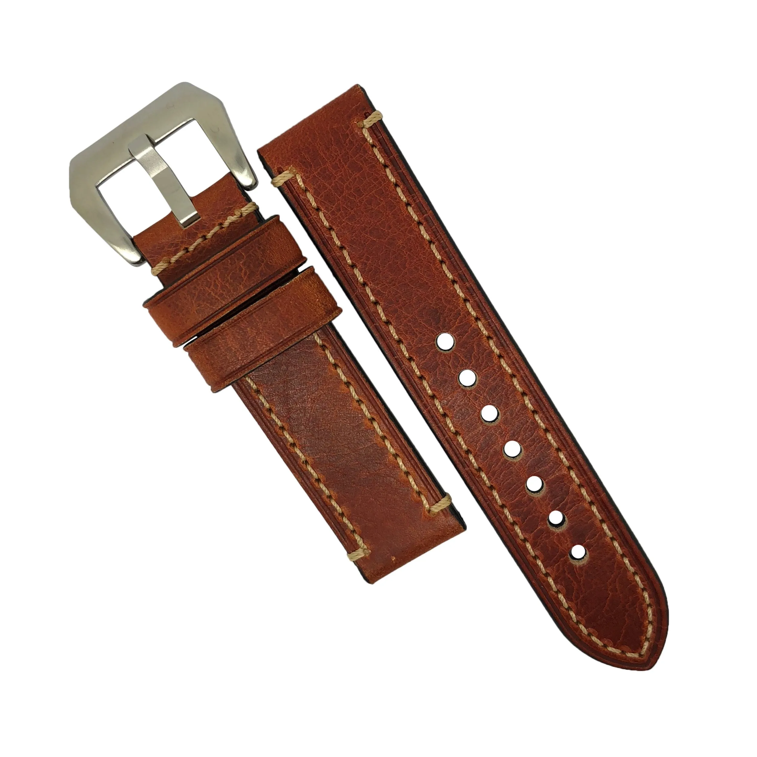 M1 Vintage Leather Watch Strap in Amber