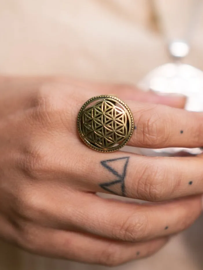 Mandala Flower of Life Ring