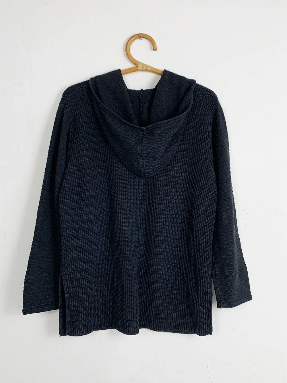 MargaretWinters Black Hooded Button Up Cardigan