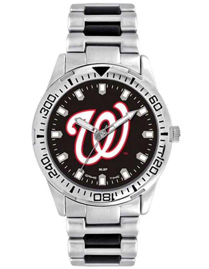 MLB Mens Washington Nationals Heavy Hitter Watch - Bracelet Strap - Color Logo