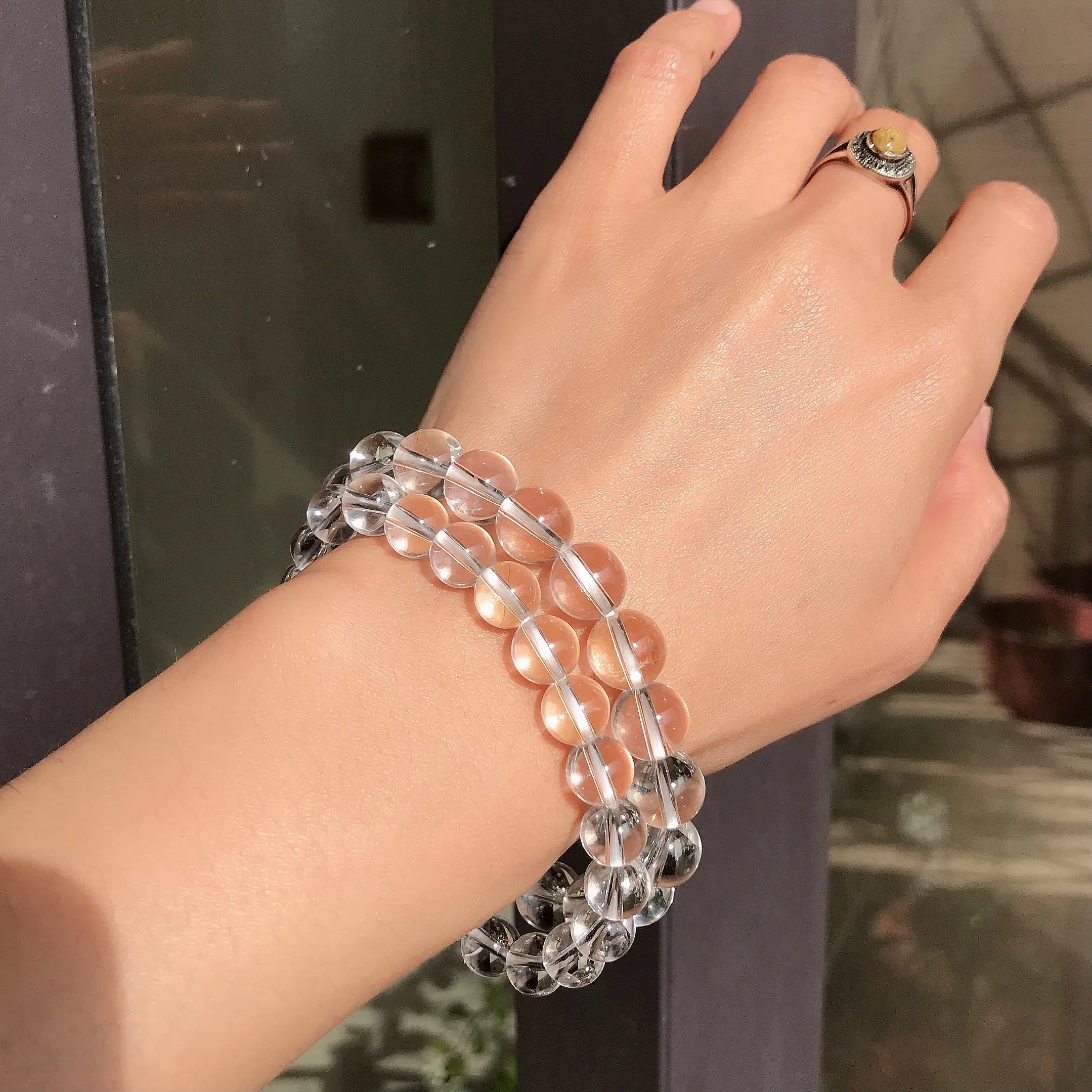 Natural Clear Quartz Bracelet | 8mm White Cyrstal Quartz Beaded Handmade Jewelry | Healing Stone Meditation Crown Chakra