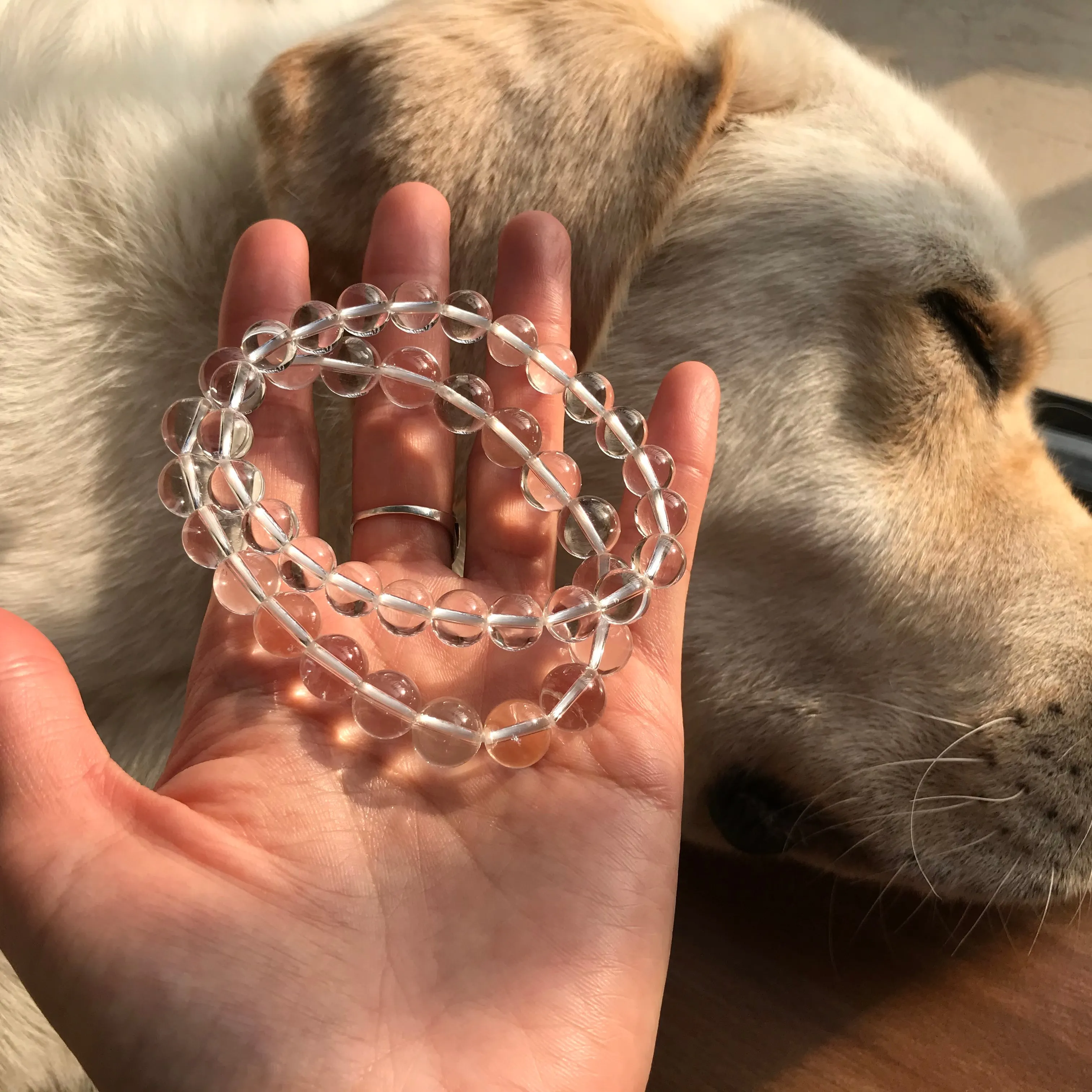 Natural Clear Quartz Bracelet | 8mm White Cyrstal Quartz Beaded Handmade Jewelry | Healing Stone Meditation Crown Chakra