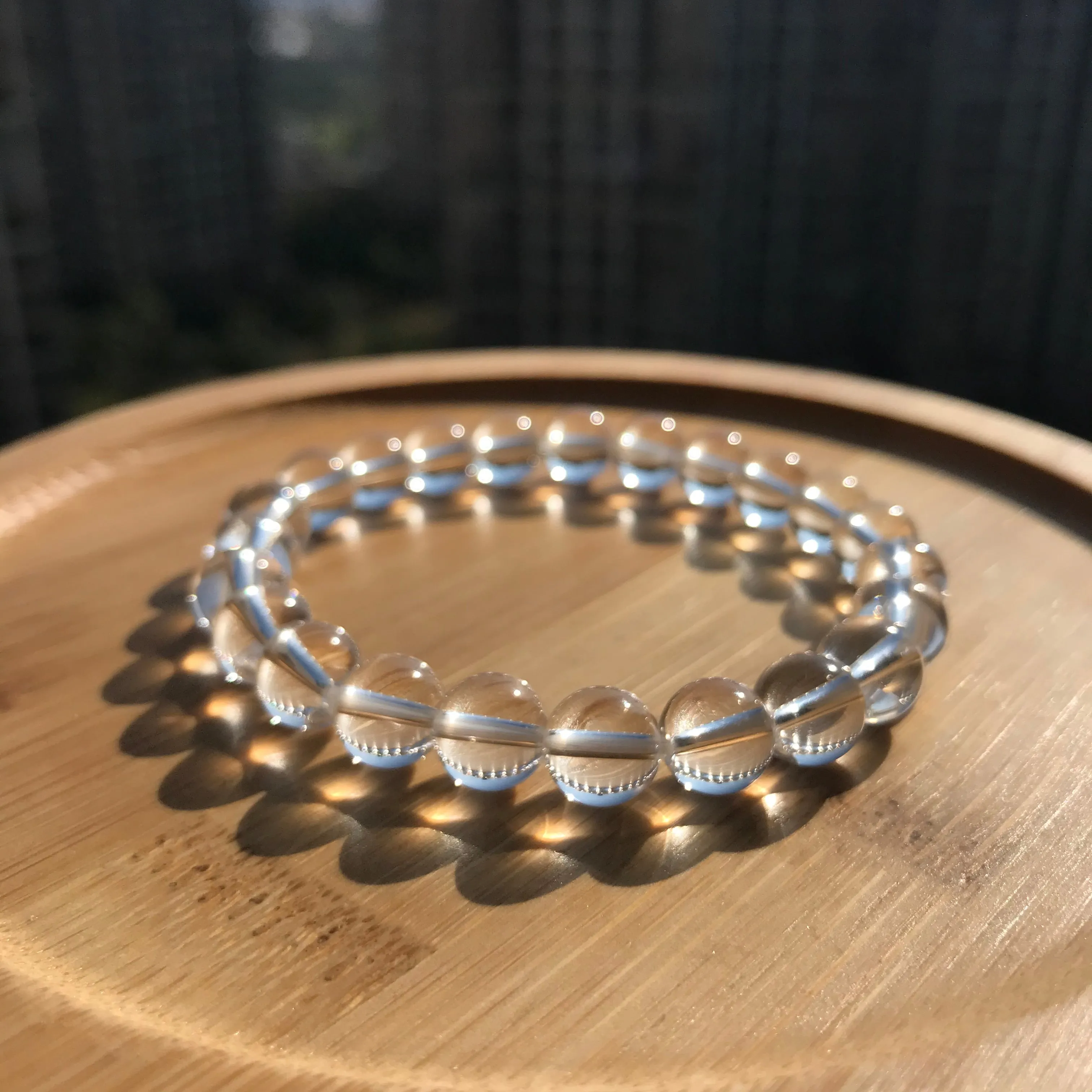 Natural Clear Quartz Bracelet | 8mm White Cyrstal Quartz Beaded Handmade Jewelry | Healing Stone Meditation Crown Chakra