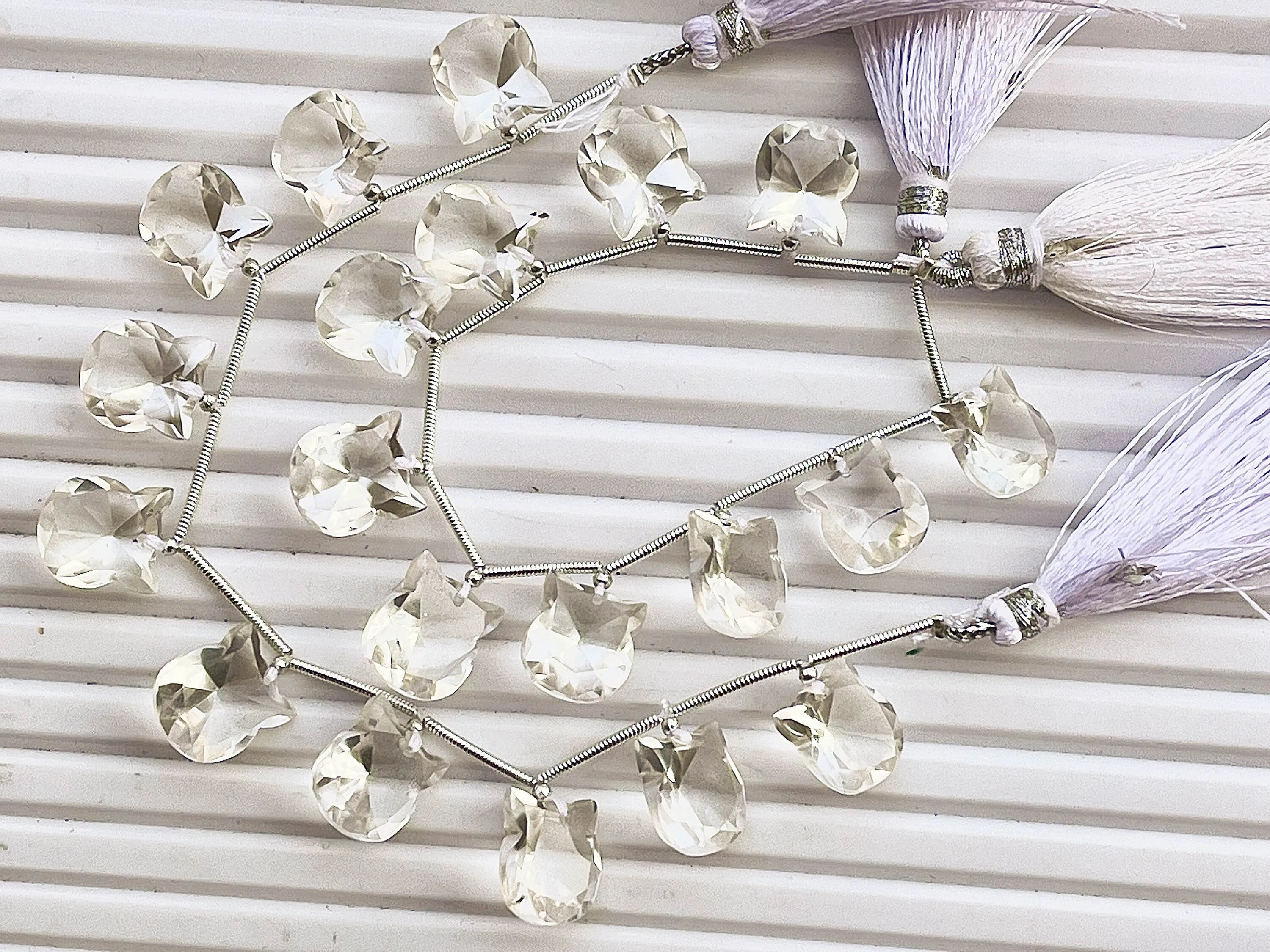 Natural Crystal Quartz Cat Shape Cut Stone Beads