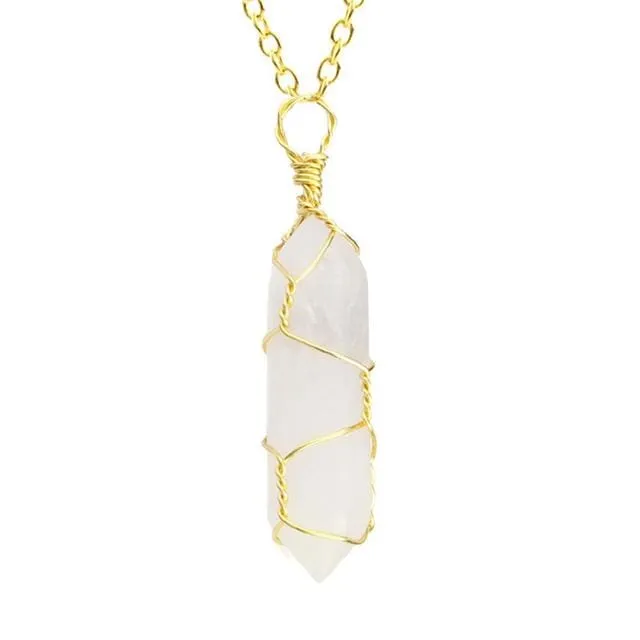 Natural Healing Rock Crystal Pendant Necklace