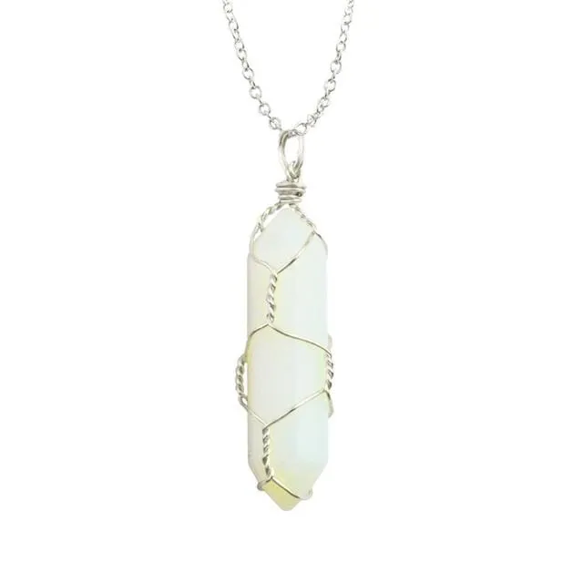 Natural Healing Rock Crystal Pendant Necklace