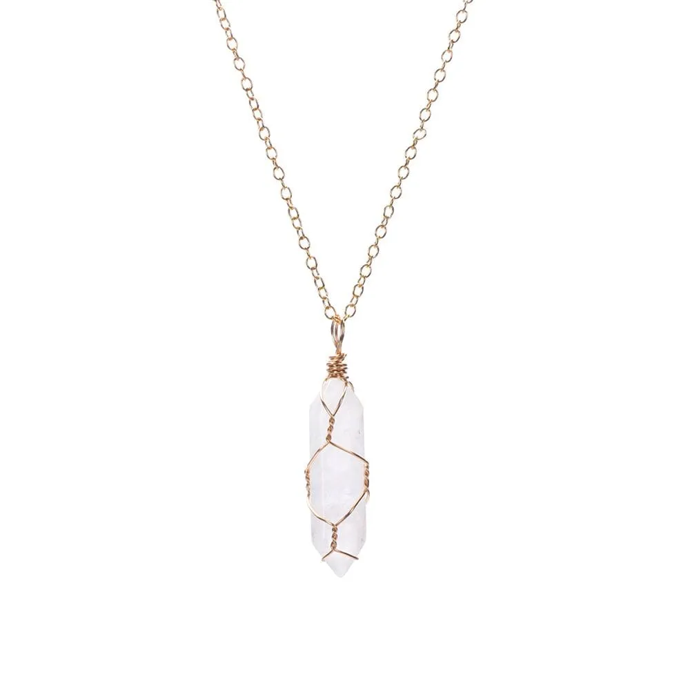 Natural Healing Rock Crystal Pendant Necklace