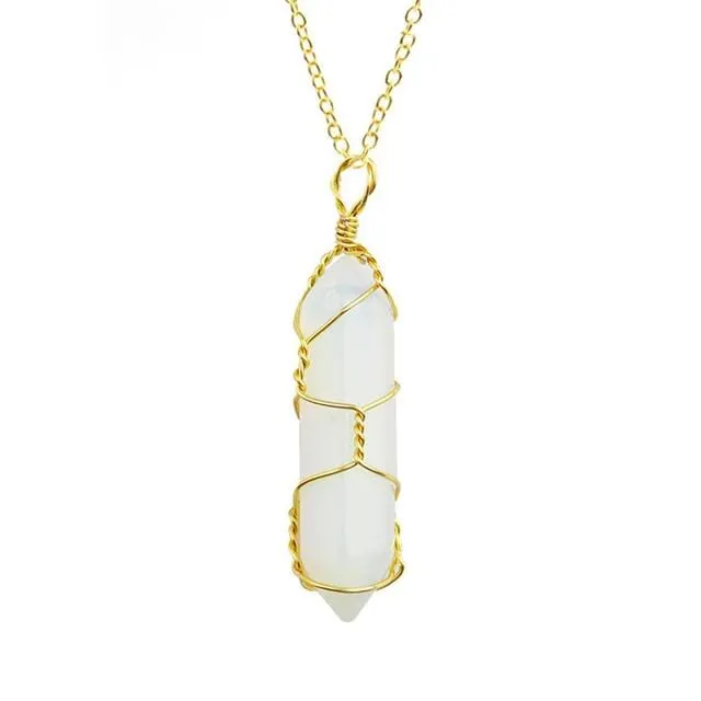 Natural Healing Rock Crystal Pendant Necklace