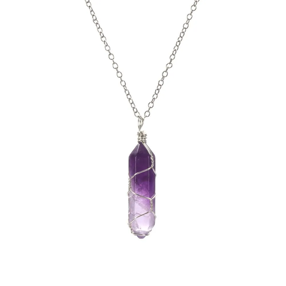 Natural Healing Rock Crystal Pendant Necklace