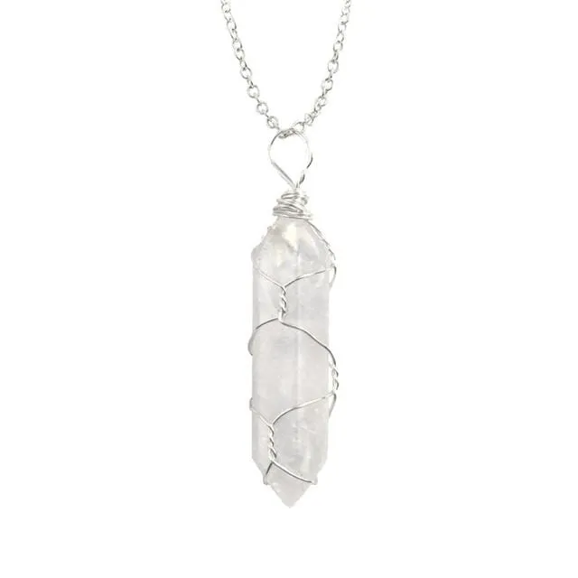 Natural Healing Rock Crystal Pendant Necklace