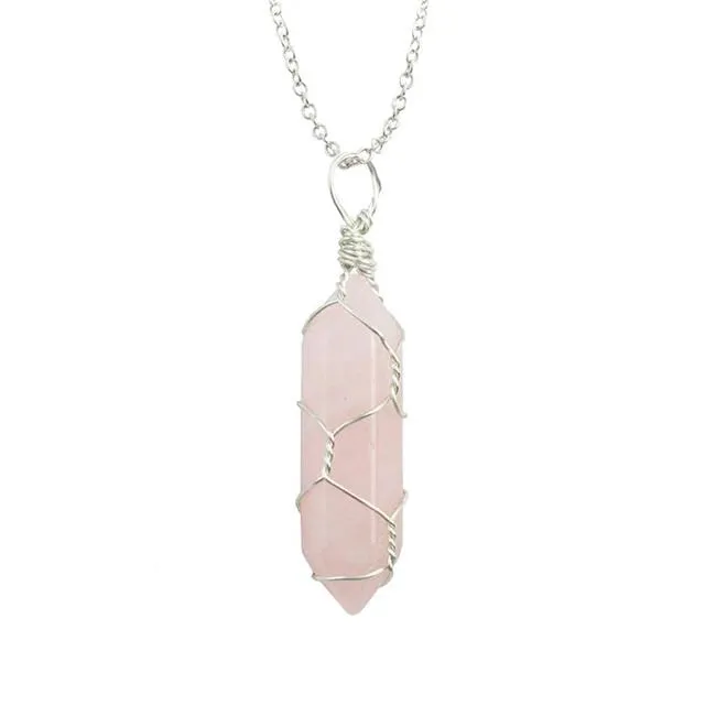 Natural Healing Rock Crystal Pendant Necklace