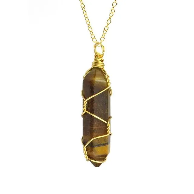 Natural Healing Rock Crystal Pendant Necklace