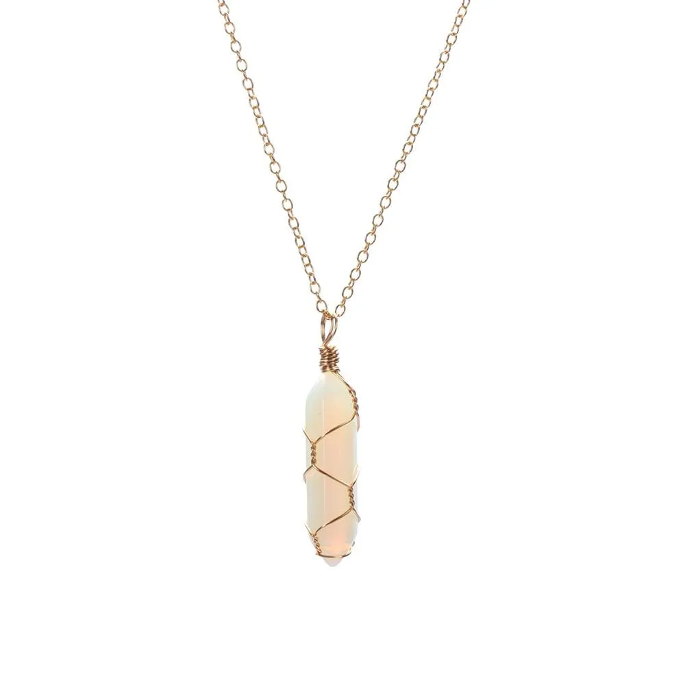 Natural Healing Rock Crystal Pendant Necklace