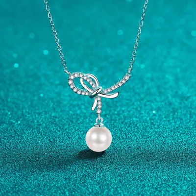 Natural Pearl Pendant Moissanite 925 Sterling Silver Necklace