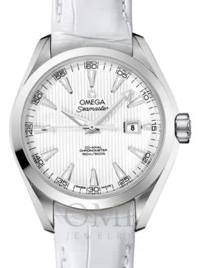 OMEGA SEAMASTER AQUA TERRA 150M CO-AXIAL CHRONOMETER 34MM STAINLESS STEEL WHITE DIAL 231.13.34.20.04.001 ALLIGATOR LEATHER STRAP