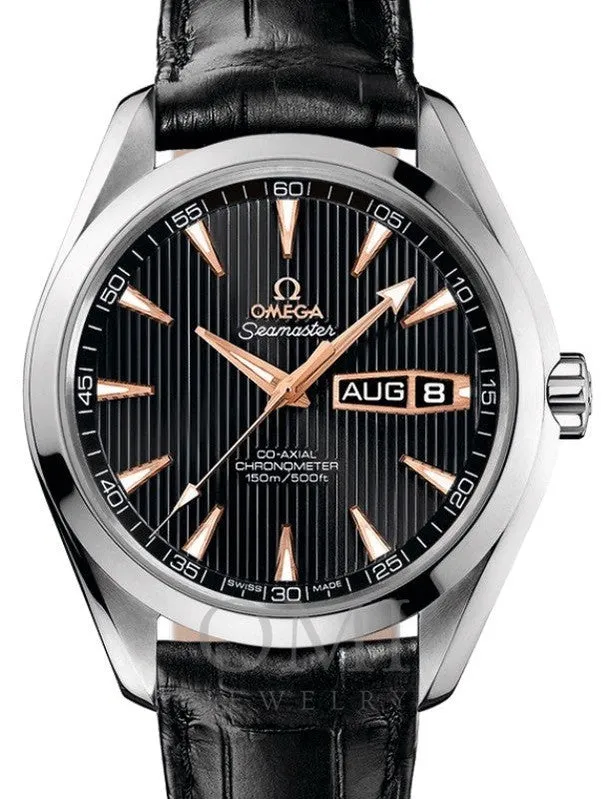 OMEGA SEAMASTER AQUA TERRA 150M CO-AXIAL CHRONOMETER ANNUAL CALENDAR 43MM WHITE GOLD BLACK DIAL 231.53.43.22.01.001 ALLIGATOR LEATHER STRAP