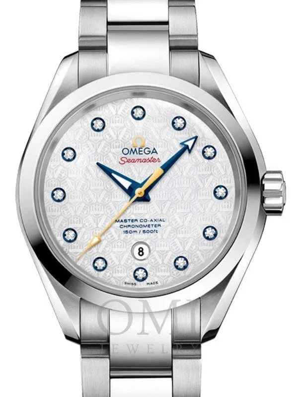 OMEGA SEAMASTER AQUA TERRA 150M MASTER CO-AXIAL CHRONOMETER RYDER CUP 34MM STAINLESS STEEL WHITE DIAL DIAMOND SET INDEX 231.10.34.20.55.003 STEEL BRACELET