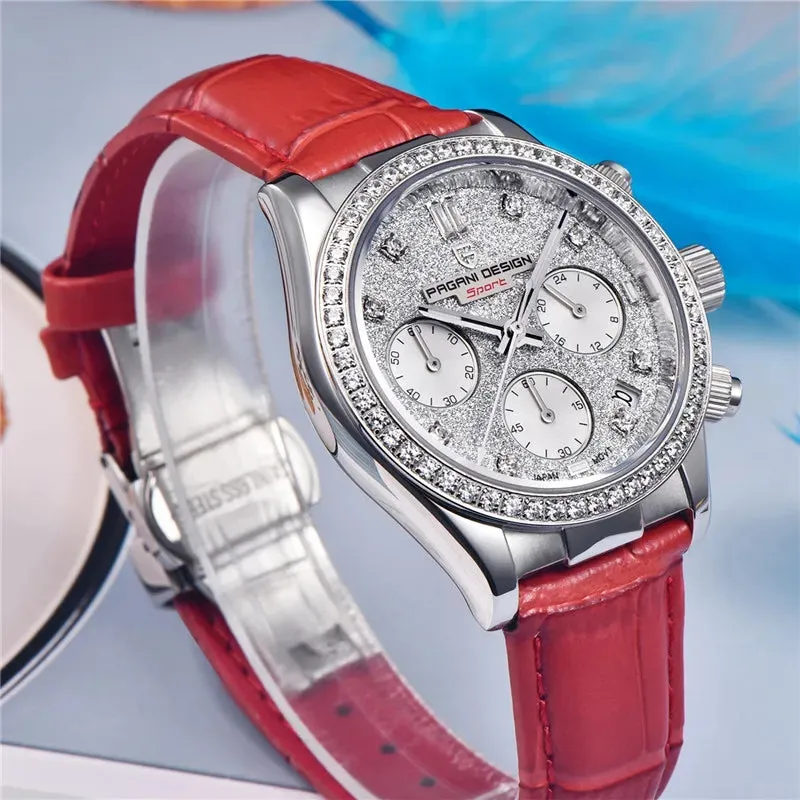 PAGANI Quartz Sapphire Waterproof Fashion Leather Band Chronograph Female Watch (4 colors)