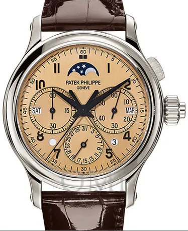 PATEK PHILIPPE GRAND COMPLICATIONS SPLIT-SECONDS CHRONOGRAPH PERPETUAL CALENDAR PLATINUM PINK DIAL 5372P-010 WITH LEATHER STRAP