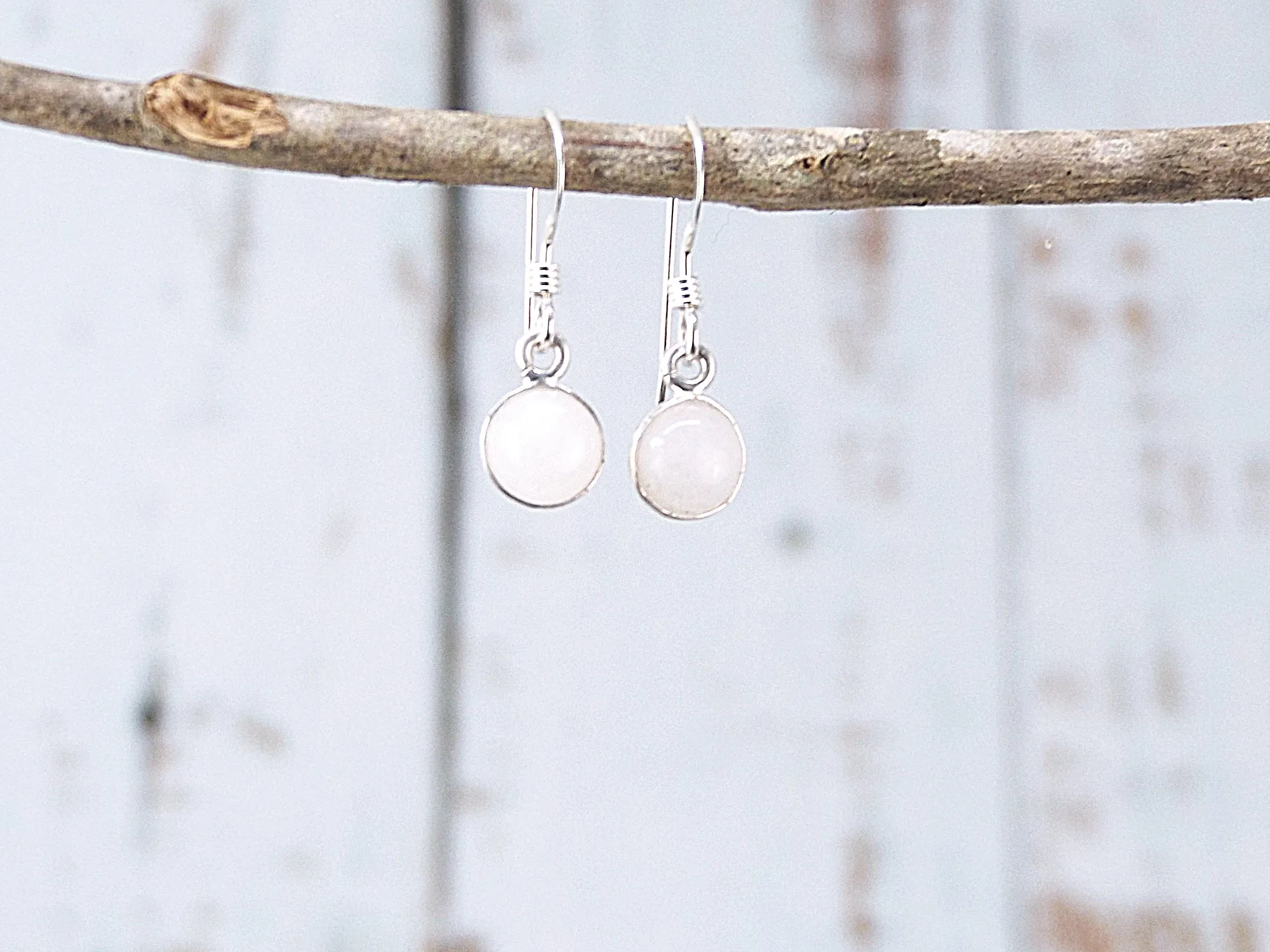 Petite Milky Quartz Earrings in Sterling Silver