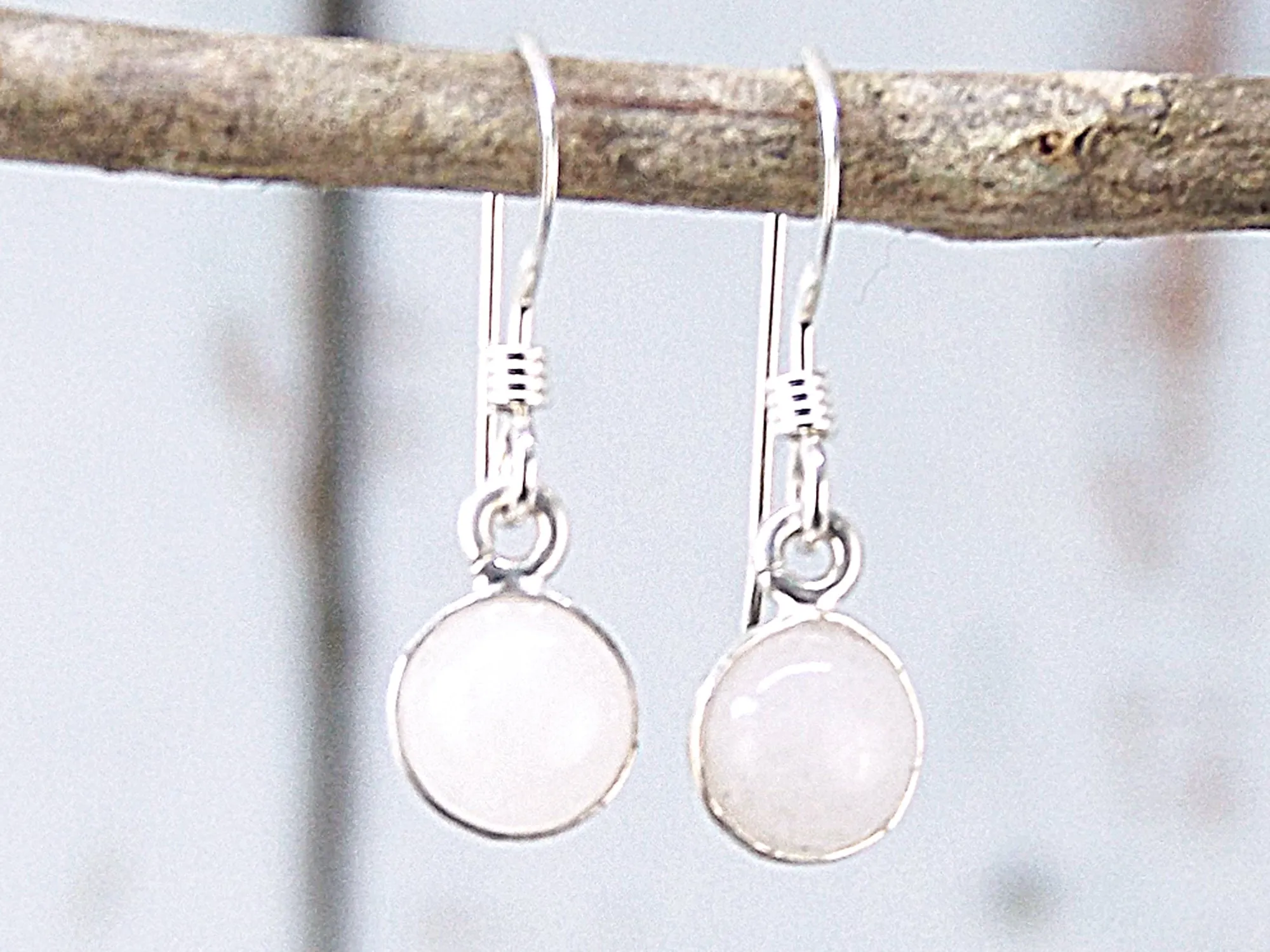 Petite Milky Quartz Earrings in Sterling Silver