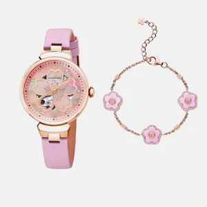 PINK CHERRY BLOSSOM 36MM AUTOMATIC WATCH & ROSEGOLD BRACELET & PINK CERAMIC