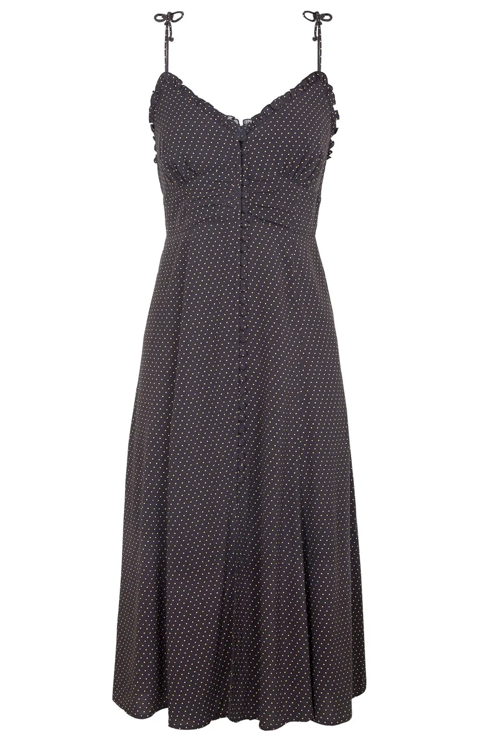 Pippi Juliette Strappy Charcoal Spot Midi Dress