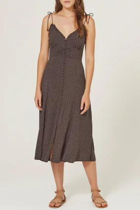 Pippi Juliette Strappy Charcoal Spot Midi Dress