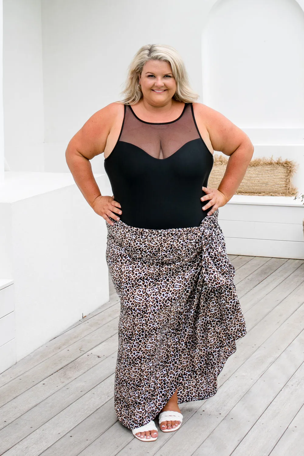 Plus Size Leopard Print Sarong