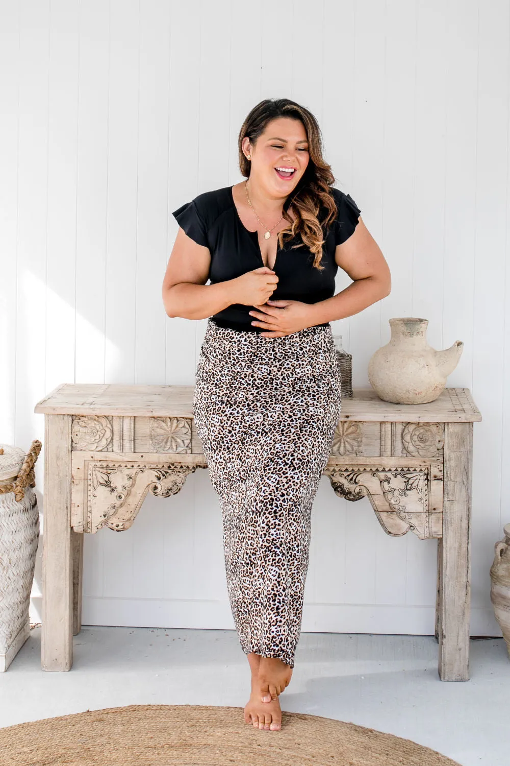 Plus Size Leopard Print Sarong