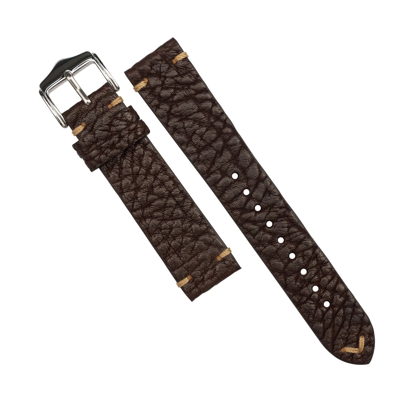 Premium Vintage Calf Leather Watch Strap in Distressed Brown