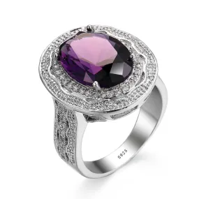 Promise Classic Big Purple Crystal CZ Stone Ring