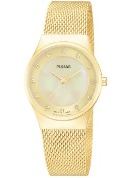 Pulsar Ladies Easy Style Watch - 12 Swarovski Crystals - Champagne & Gold