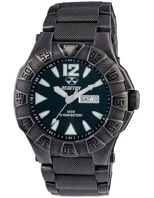 Reactor Gamma Mens Battleworn Black - Black Dial - Day/Date - 300 Meter