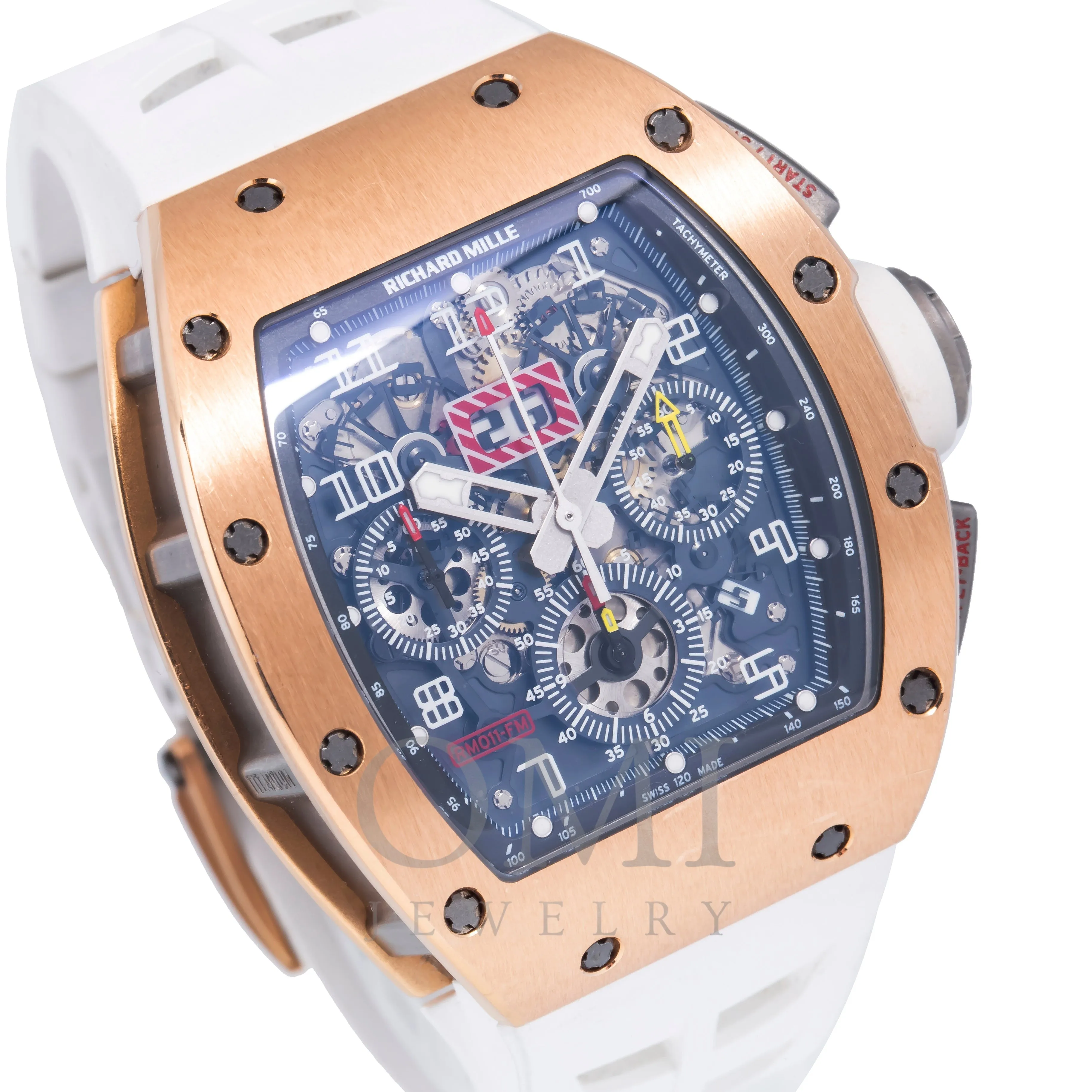 Richard Mille RM 011-FM Felipe Massa Chronograph 50MM Transparent Dial With White Rubber Bracelet