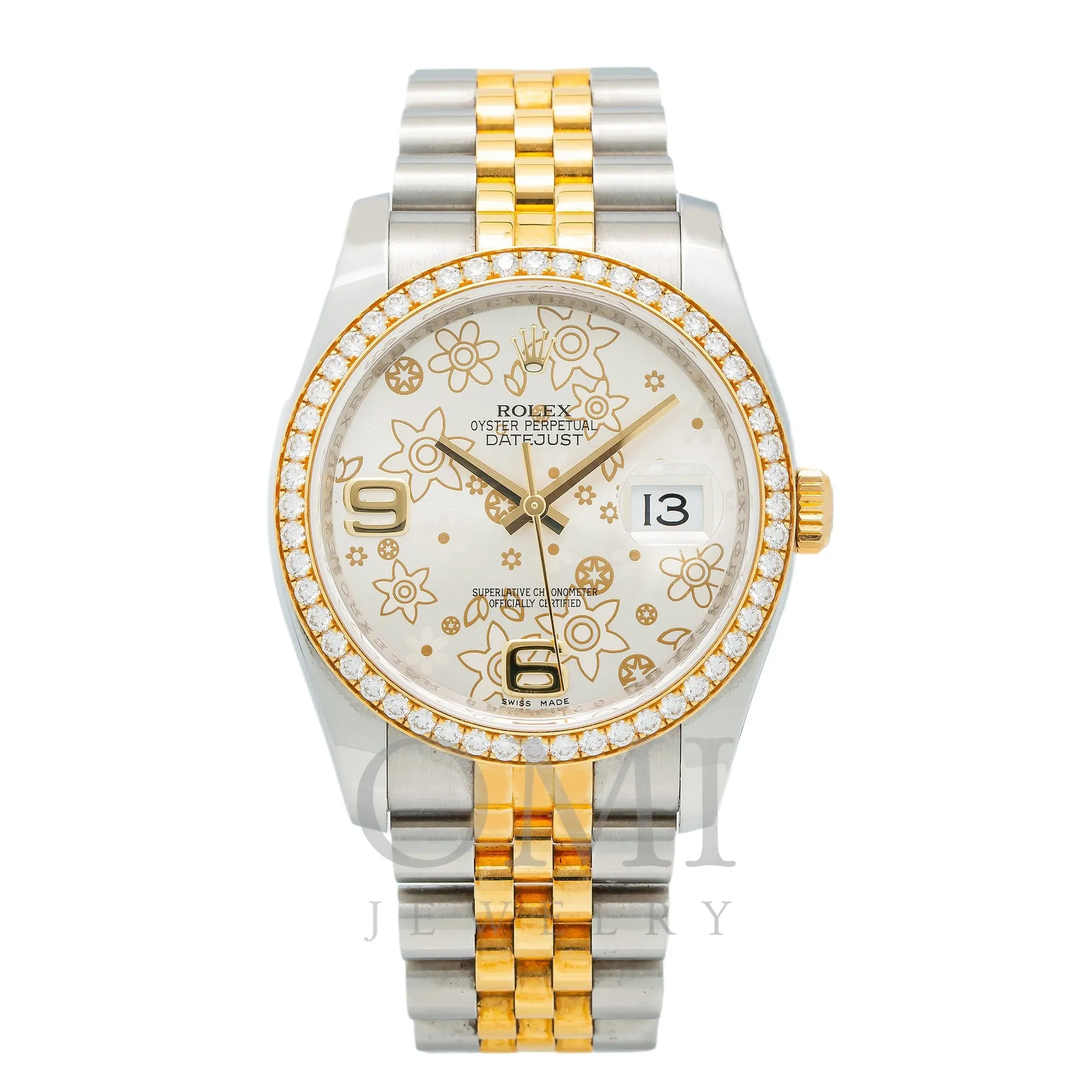 Rolex Datejust 116243 36MM Flower Diamond Dial With Yellow Gold Diamond Bezel