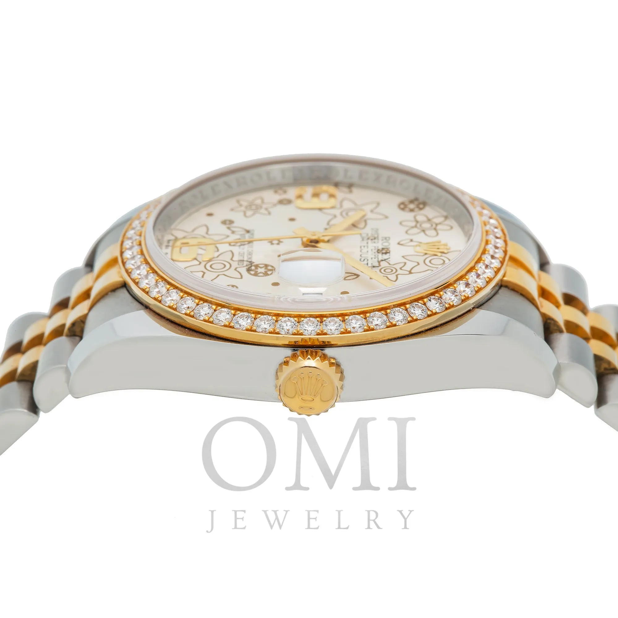 Rolex Datejust 116243 36MM Flower Diamond Dial With Yellow Gold Diamond Bezel