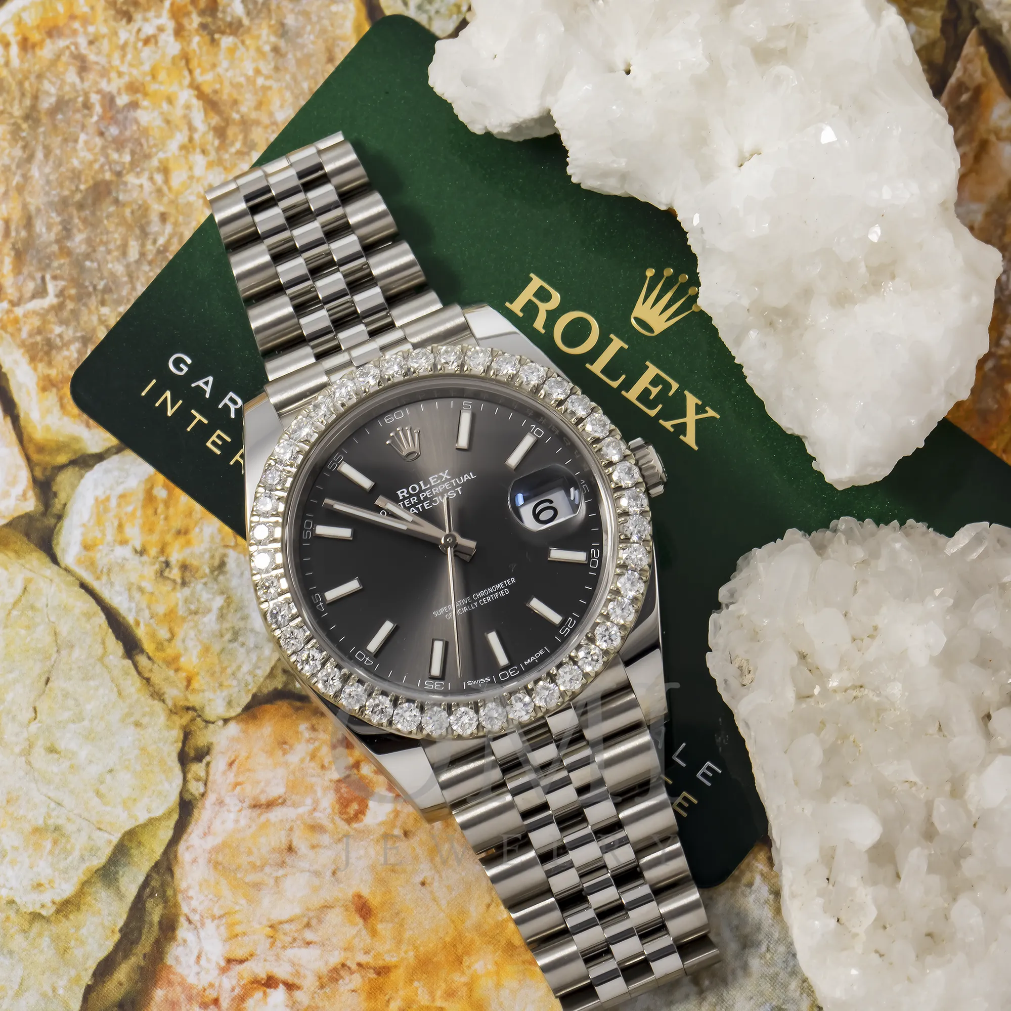 ROLEX DATEJUST 126300 41MM BLACK DIAL AND DIAMOND BEZEL WITH STAINLESS STEEL JUBILEE BRACELET