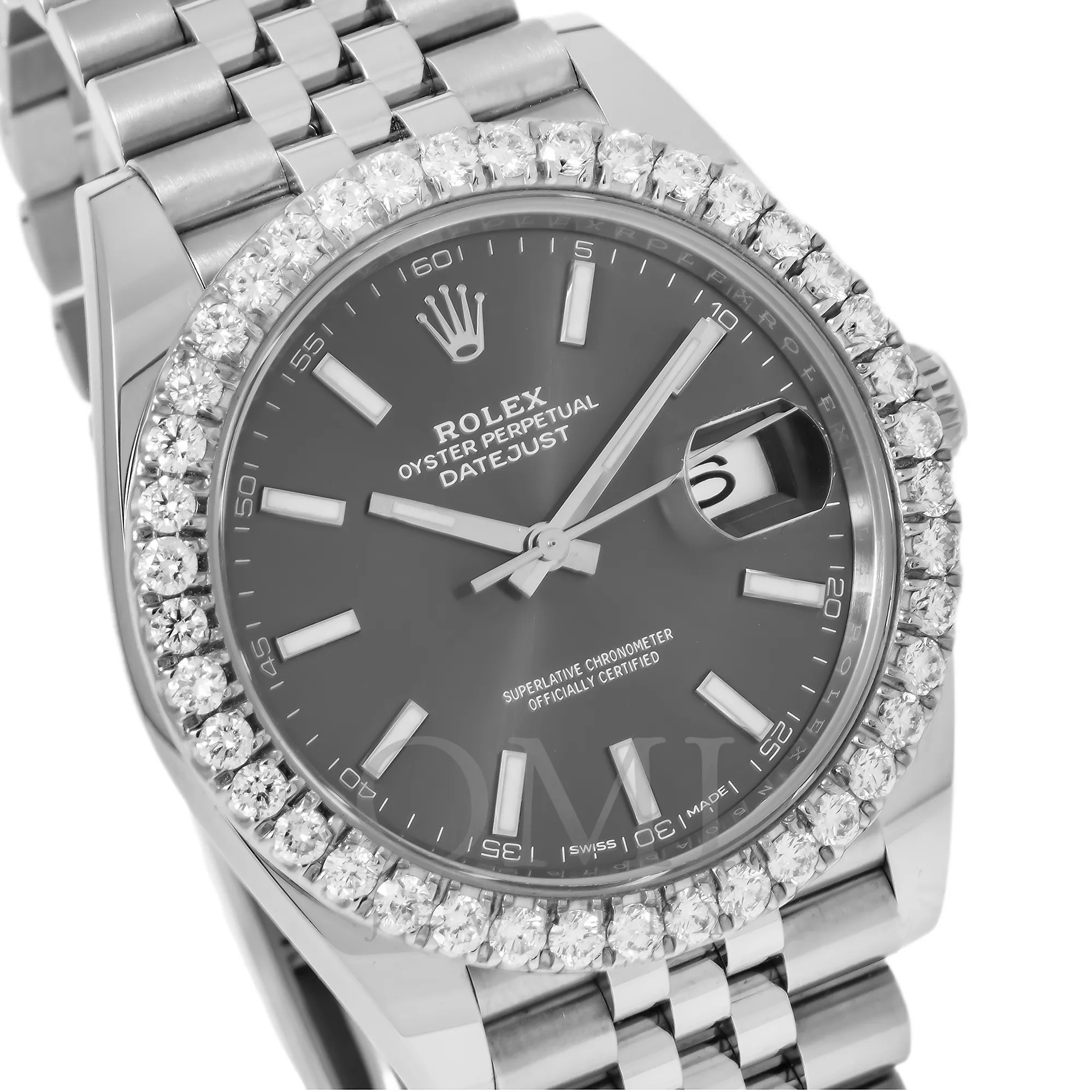 ROLEX DATEJUST 126300 41MM BLACK DIAL AND DIAMOND BEZEL WITH STAINLESS STEEL JUBILEE BRACELET