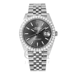 ROLEX DATEJUST 126300 41MM BLACK DIAL AND DIAMOND BEZEL WITH STAINLESS STEEL JUBILEE BRACELET