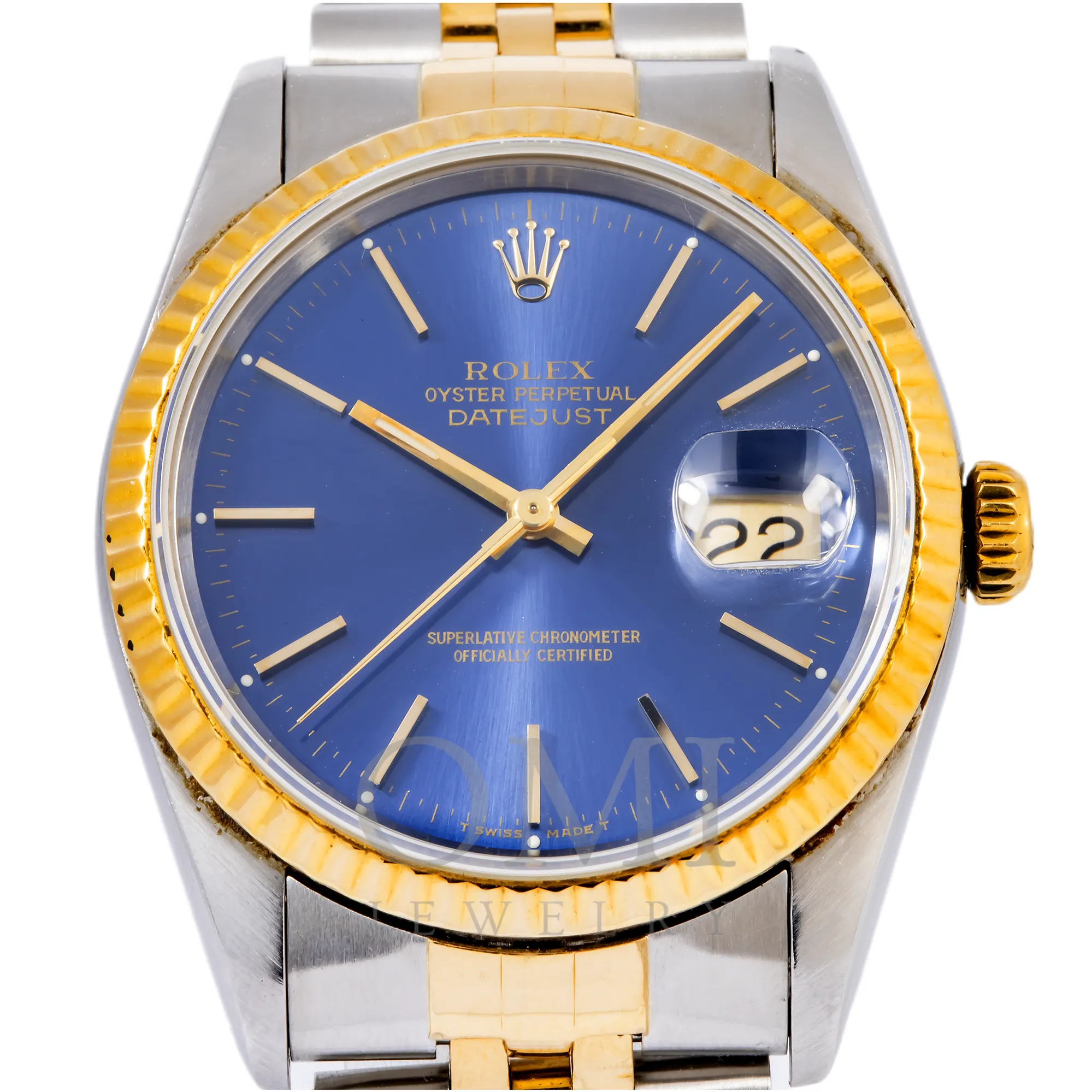 ROLEX DATEJUST 16233 36MM BLUE DIAL WITH TWO TONE JUBILEE BRACELET