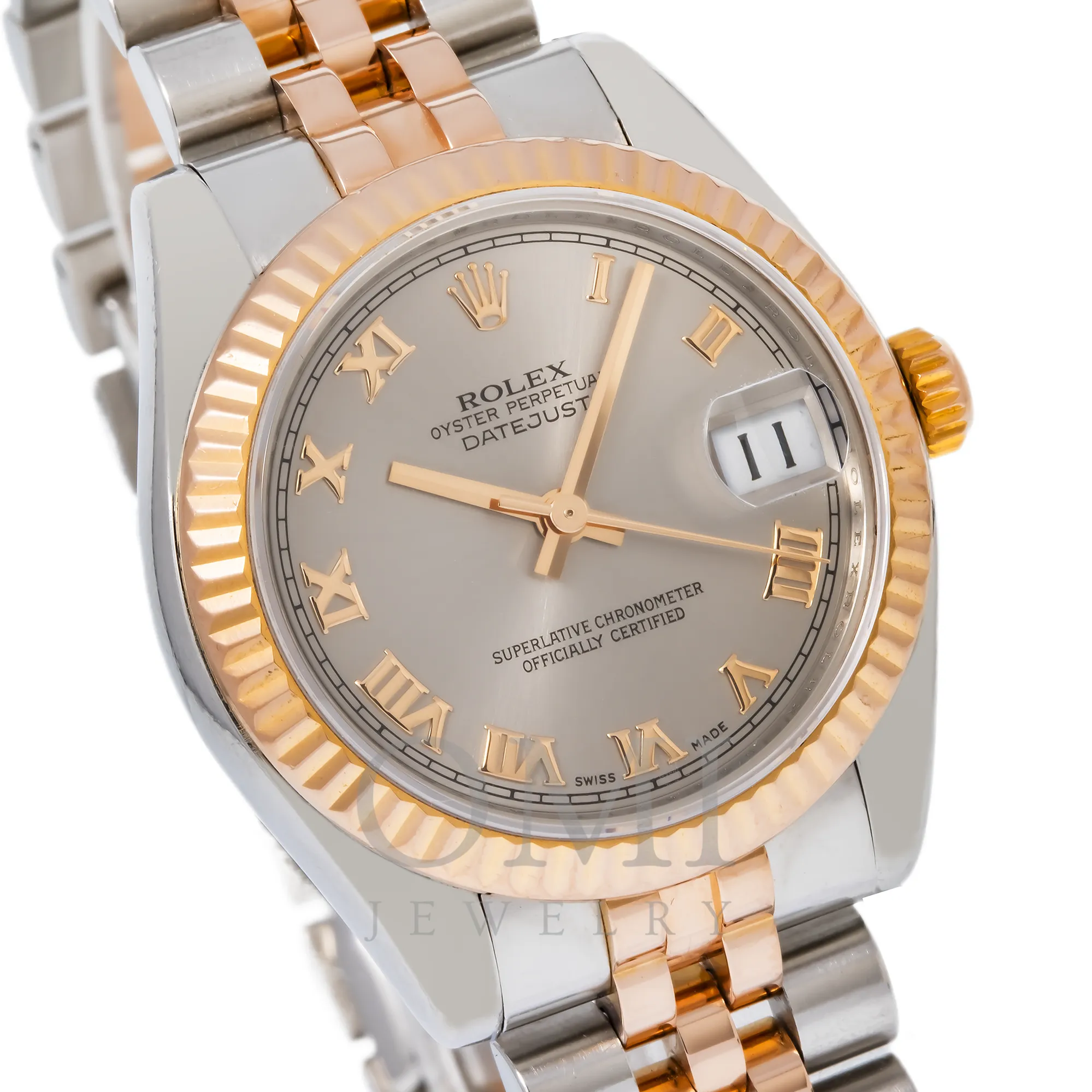 ROLEX DATEJUST 178271 31MM SILVER ROMAN NUMERAL DIAL WITH TWO TONE BRACELET