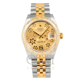 Rolex Datejust 178343 31MM Champagne Flower Dial With Two Tone Jubilee Bracelet