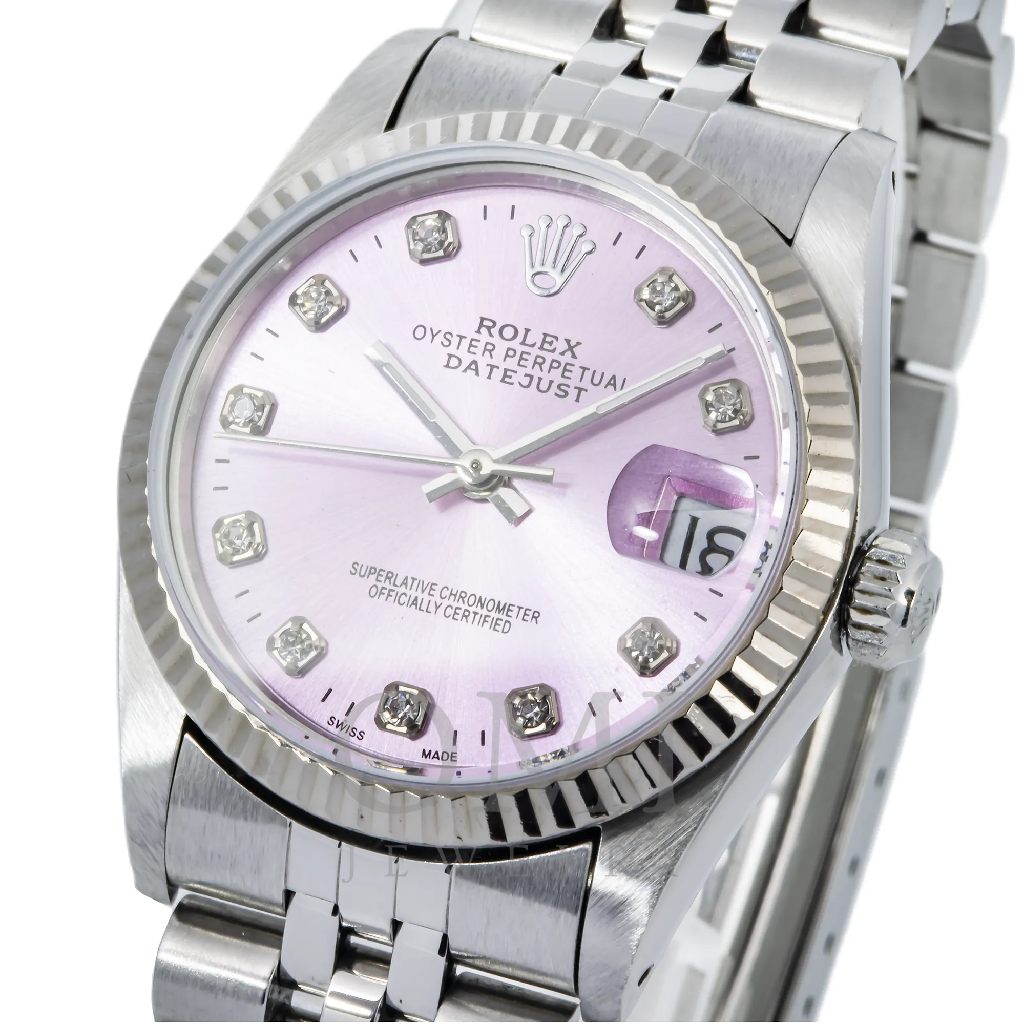 ROLEX DATEJUST 68274 31MM PURPLE DIAMOND DIAL WITH STAINLESS STEEL JUBILEE BRACELET