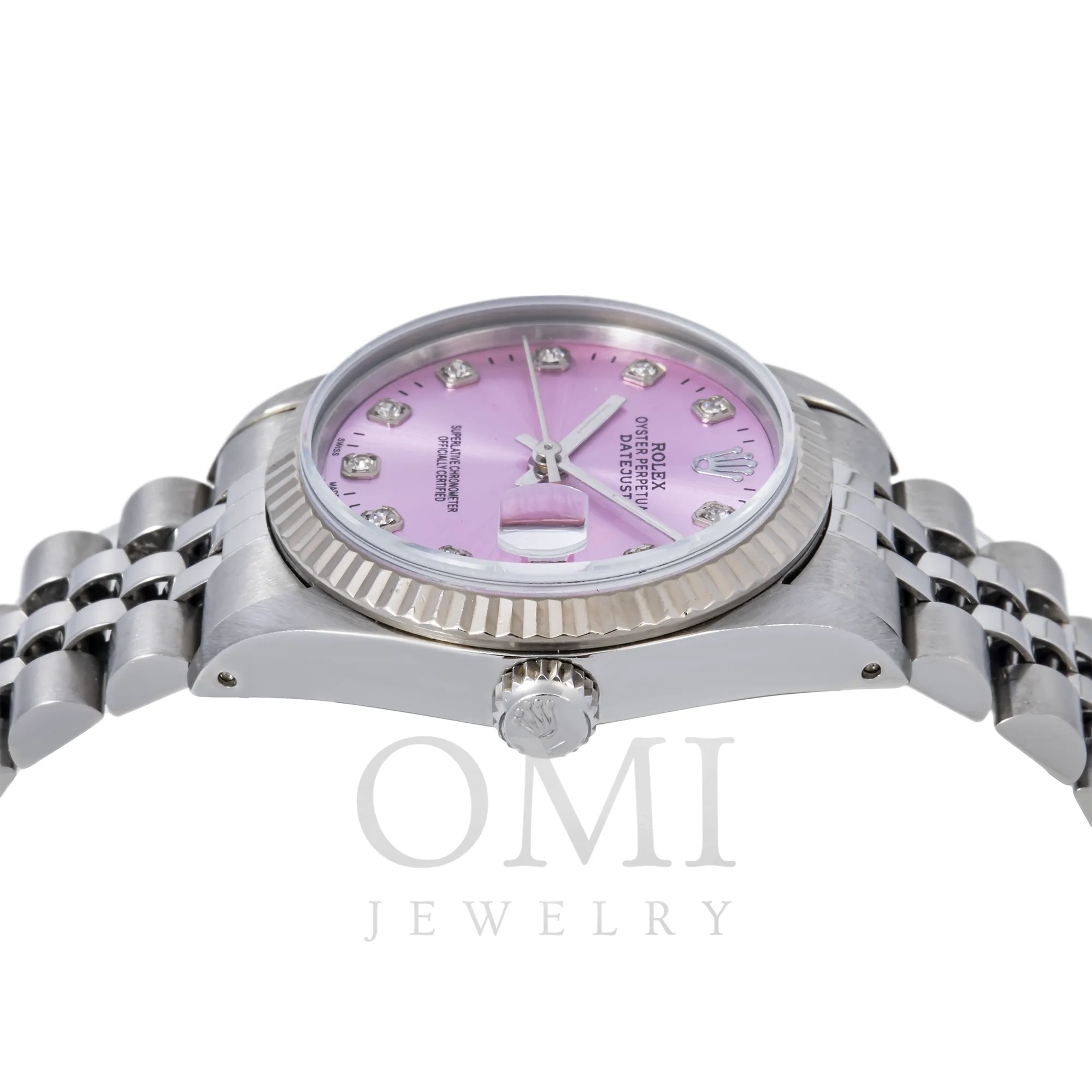 ROLEX DATEJUST 68274 31MM PURPLE DIAMOND DIAL WITH STAINLESS STEEL JUBILEE BRACELET