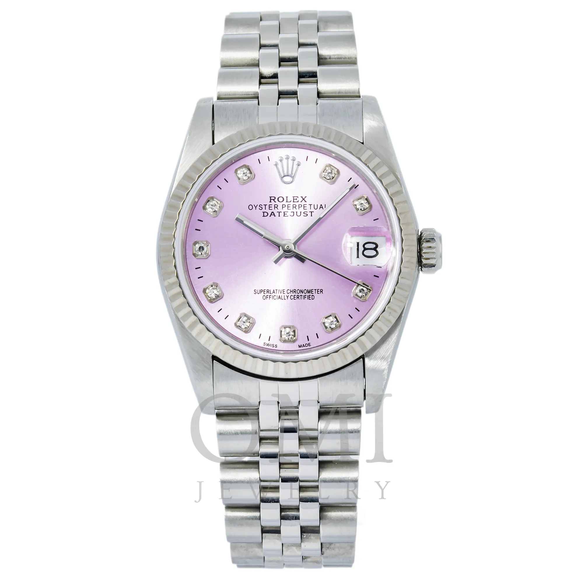 ROLEX DATEJUST 68274 31MM PURPLE DIAMOND DIAL WITH STAINLESS STEEL JUBILEE BRACELET