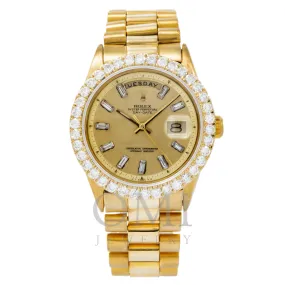 Rolex Day-Date 1803 36MM Champagne Baguette Diamond Dial With Diamond Bezel