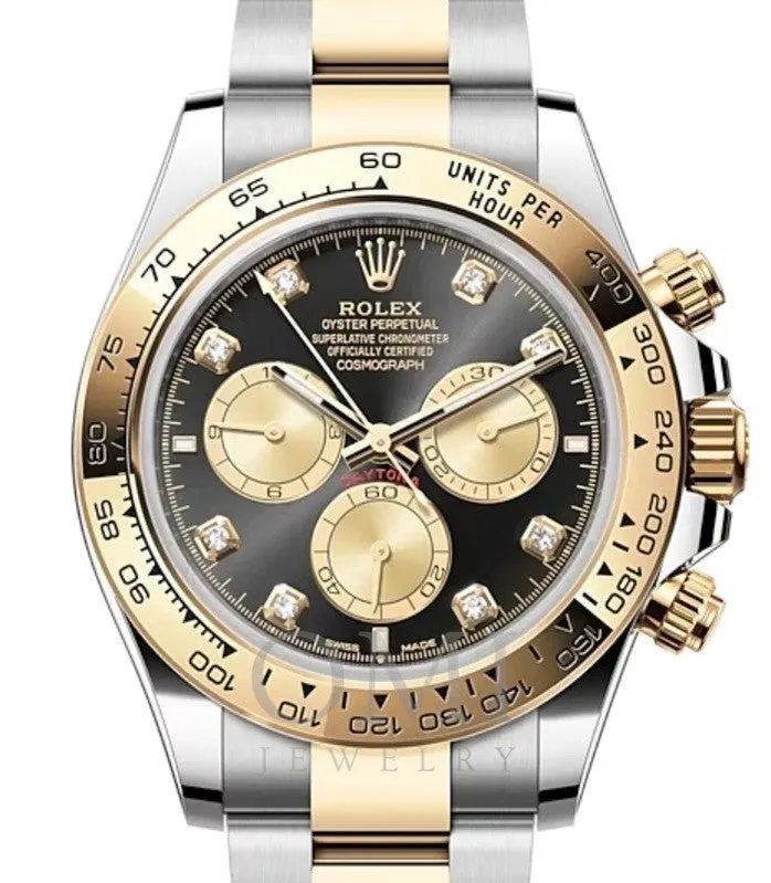 ROLEX DAYTONA YELLOW GOLD BRIGHT BLACK GOLDEN DIAMOND DIAL OYSTER BRACELET 126503 WITH TWO DONE OYSTER BRACELET